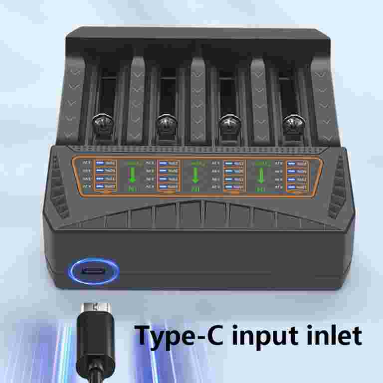 4 Bay Charging Base Battery Charger for 3.7V Batteries Supports 18650 26650 21700 18490 10400 14500 Models 4 Bay Charging Base Battery Charger for 3.7V Batteries Supports 18650 26650 21700 18490 10400 14500 Models