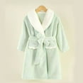 thumbnail image 5 of AINIYS Fleece Long Sleeve Hooded Bathrobe Soft Absorbent Velvet Robe for Home Use Cozy Shower Wrap Suit for All Seasons Green 140, 5 of 5