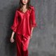 thumbnail image 5 of Gibobby Pijama de dos piezas para mujer Pijama de encaje Sexy de seda de hielo, conjunto de camisón de seda de verano para mujer, ropa de casa para mujer(Rojo,G), 5 of 5