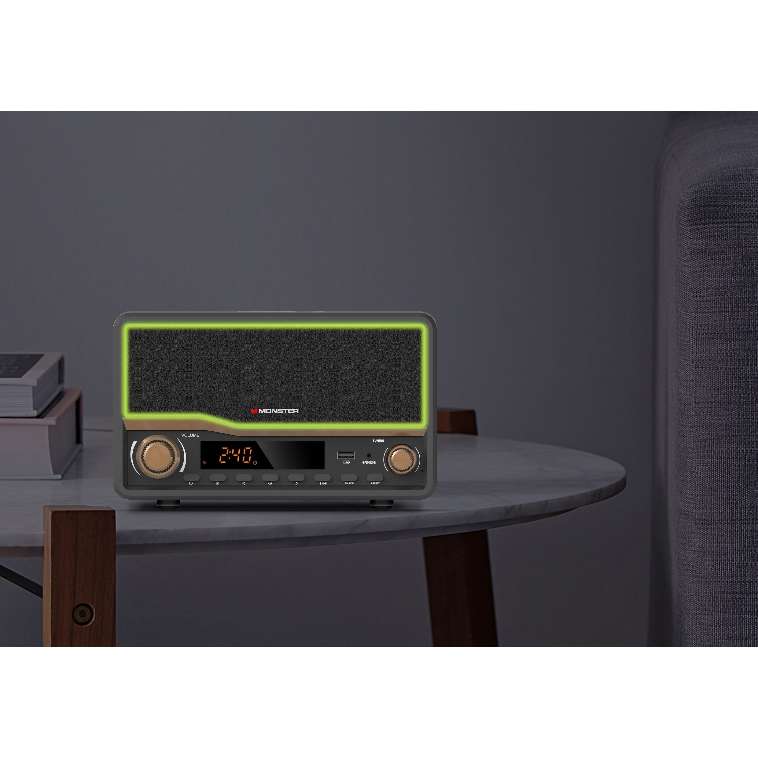 Monster decora bluetooth hotsell clock radio speaker
