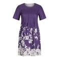 thumbnail image 4 of Pntutb Dresses for Women Summer Casual Round Neck Short Sleeve Folding Floral Print Dress Purple XL, 4 of 6