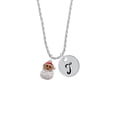 thumbnail image 2 of Delight Jewelry Silvertone Santa Face with Curly Beard Silvertone Script Initial Disc - T - Charm Necklace, 20"+3", 2 of 4