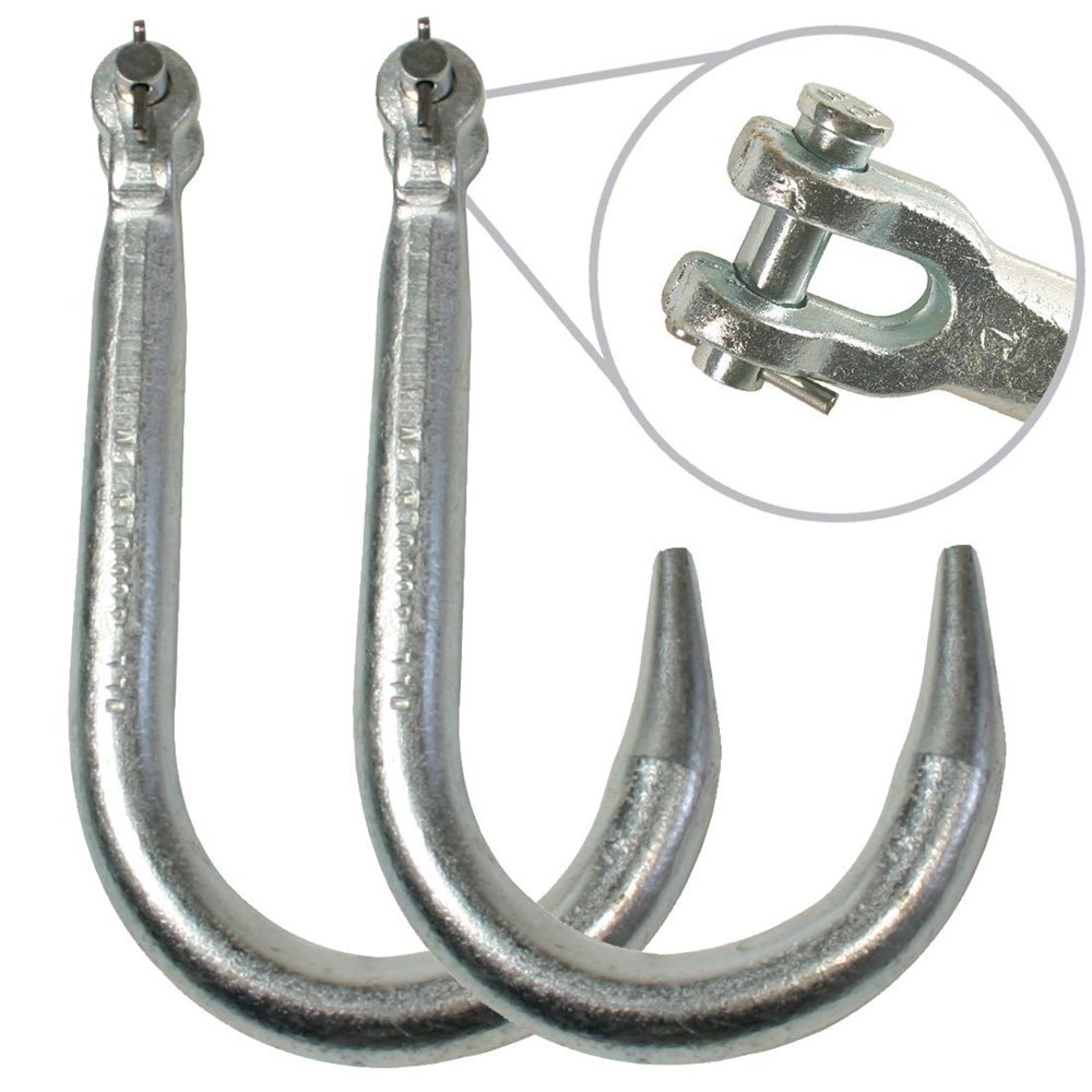 Grade 43 Clevis Tow Hook 3000 lbs. SWL (8'' Pack of 2), Hooks