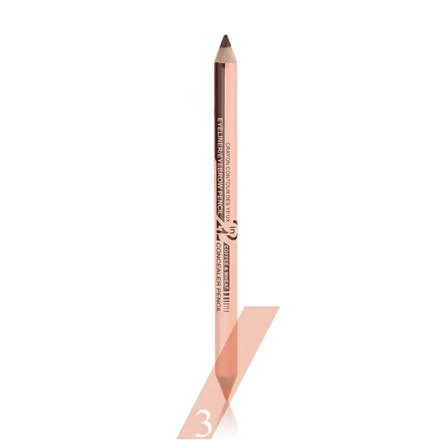 Delineador de Ojos XUQIANG de doble uso lápiz de cejas negro y corrector 03Brown Beige