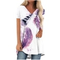 thumbnail image 2 of Womens Plus Size Tops,Womens Blouses,Women's Fashion Casual V-Neck Flower Loose Painting Short Sleeve T-Shirt Top Blouse Shirt, 2 of 5