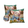 thumbnail image 2 of Outdoor Throw Pillow Cover Vintage Farm Pig Animals Sunflowers Waterproof Cushion Covers 2 Pack Watercolor Wooden Board Pillow Cases Home Decoration for Patio Garden Couch Sofa, 2 of 7