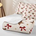 thumbnail image 4 of Manfei Cute Cartoon Stars Twin Quilt Set,Kawaii Bowtie Twin Coverlet Set,Cream Red Brown,Polkadot Reversible,2 Pieces,1 Bedspread and 1 Pillowcase, 4 of 7