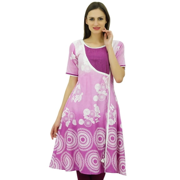 Bimba Women Short Tunic Kurti Angrakha Style Cotton Kurti Kurta Indian Blouse