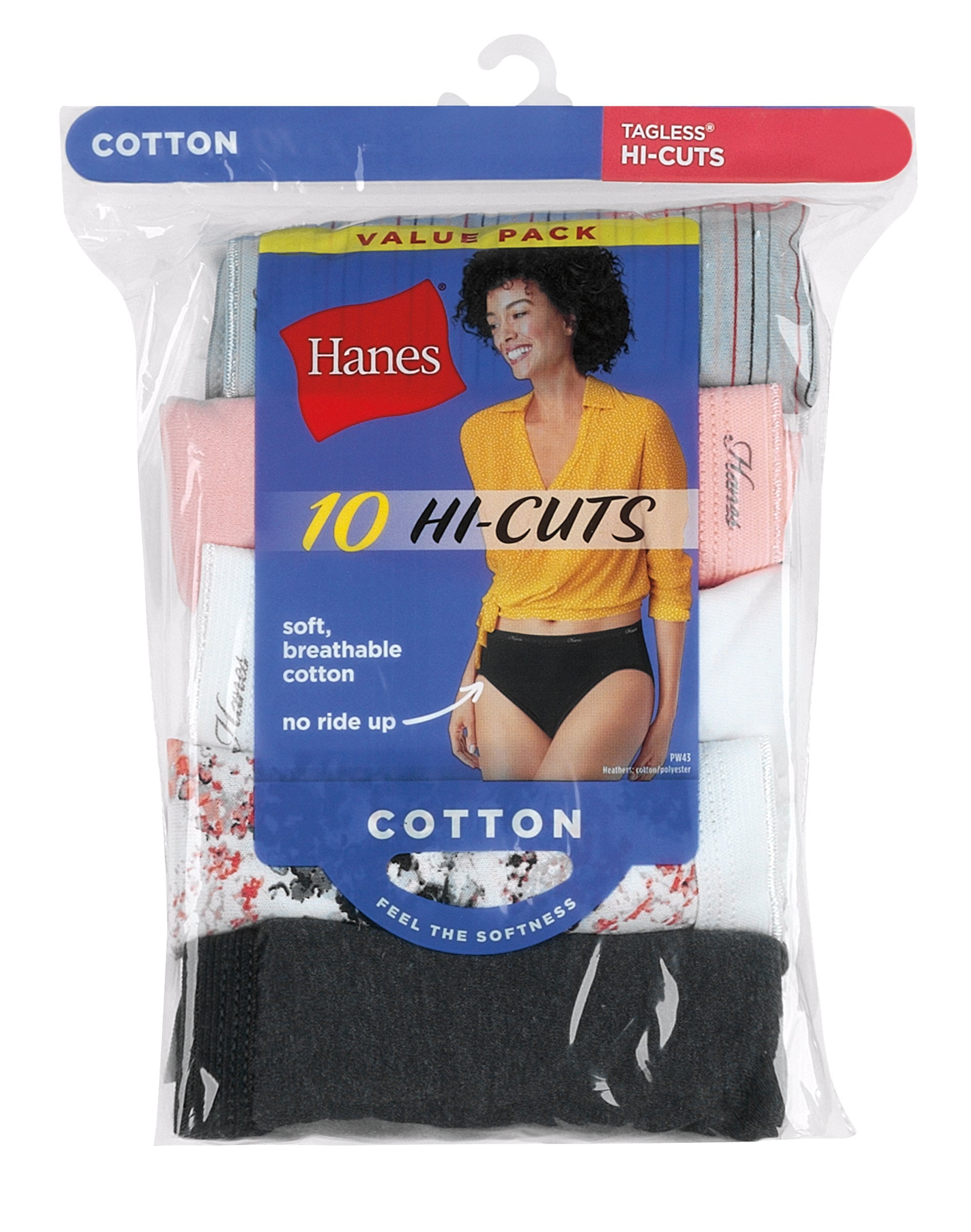 Hanes® Ultimate Breathable Cotton Tagless® Hi-Cut Underwear, 9