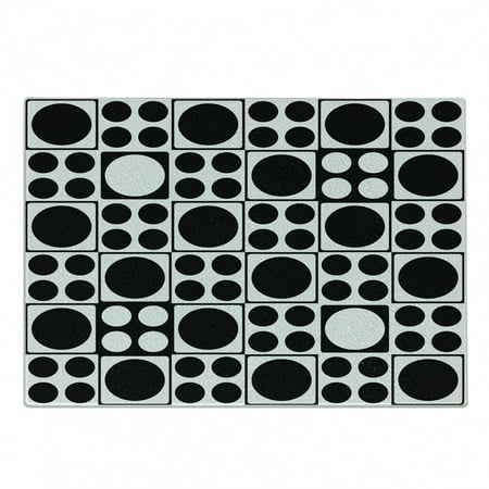 

Geometric Cutting Board Pattern of Big and Smaller Monotone Circles Futuristic Graphics Decorative Tempered Glass Cutting and Serving Board in 3 Sizes by Ambesonne