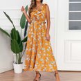 thumbnail image 4 of SMihono Robe Maxi Bohème d'Été pour Femmes Grande Taille Mode Décontractée Printemps et Été Imprimé Floral Sans Manches Col en V Robe de Plage, 4 of 9
