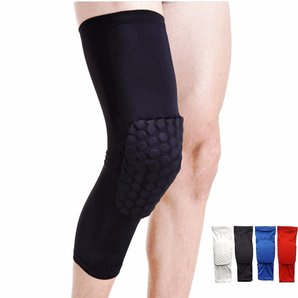 White, L Quaanti 1PCS Breathable Sports Football Basketball Knee Pads Honeycomb Knee Brace Leg Sleeve Calf Compression Knee Support Protection