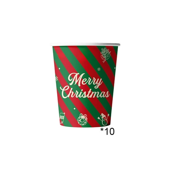 TanSiDing 10pcs Festive Christmas Tree Paper Cups Set - Eco-Friendly Disposable Party Cups for Holiday Celebrations