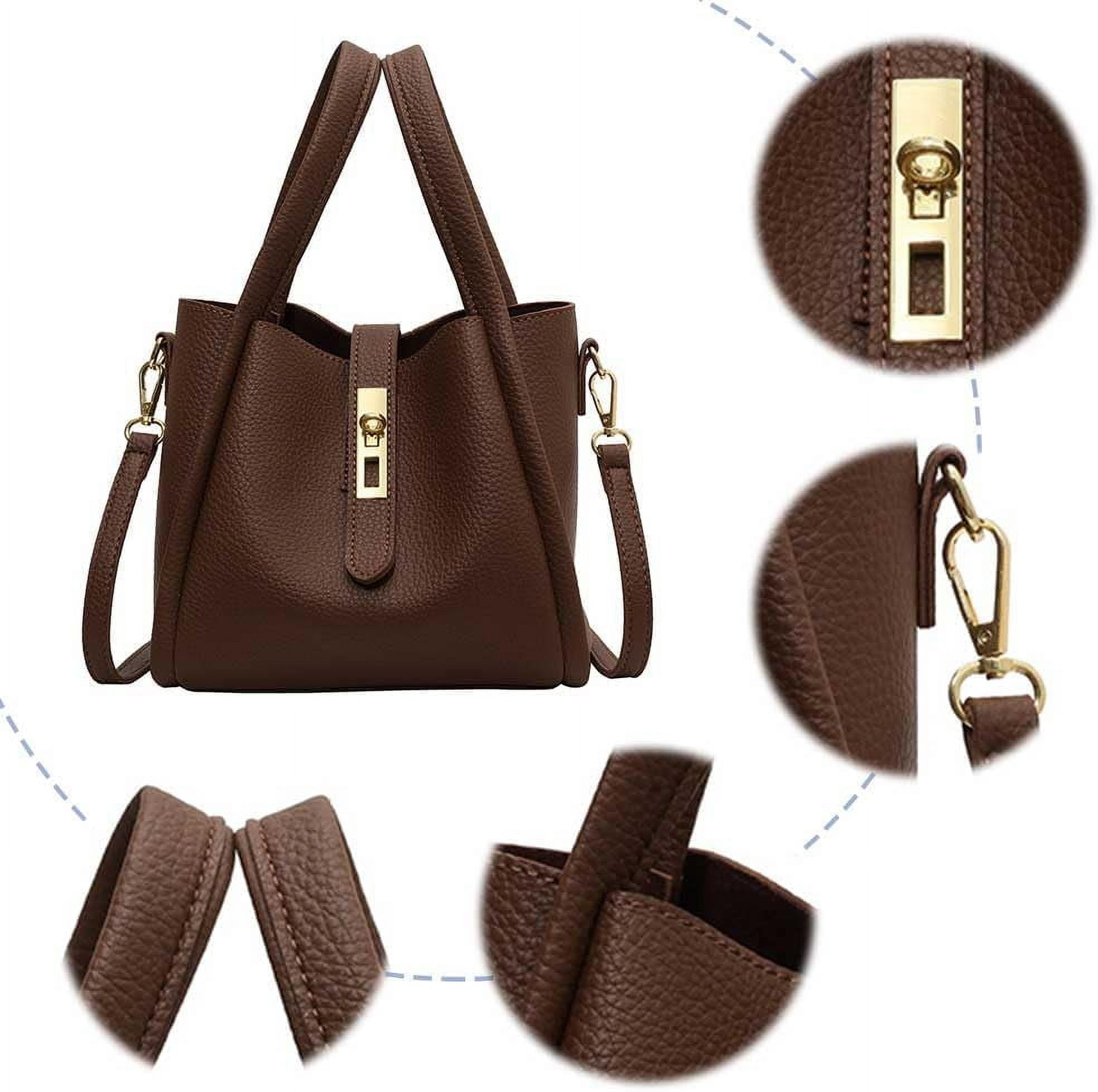 SPEKSEE Bucket Bags for Women - Leather Crossbody Bucket Purse Small Handbag Trendy Vintage Shoulder Bag with Small Purse