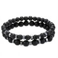 thumbnail image 2 of 2Pcs/Set Natural Lava Stone Rock Volcanic Beads Elastic Bracelet Men Jewelry, 2 of 5