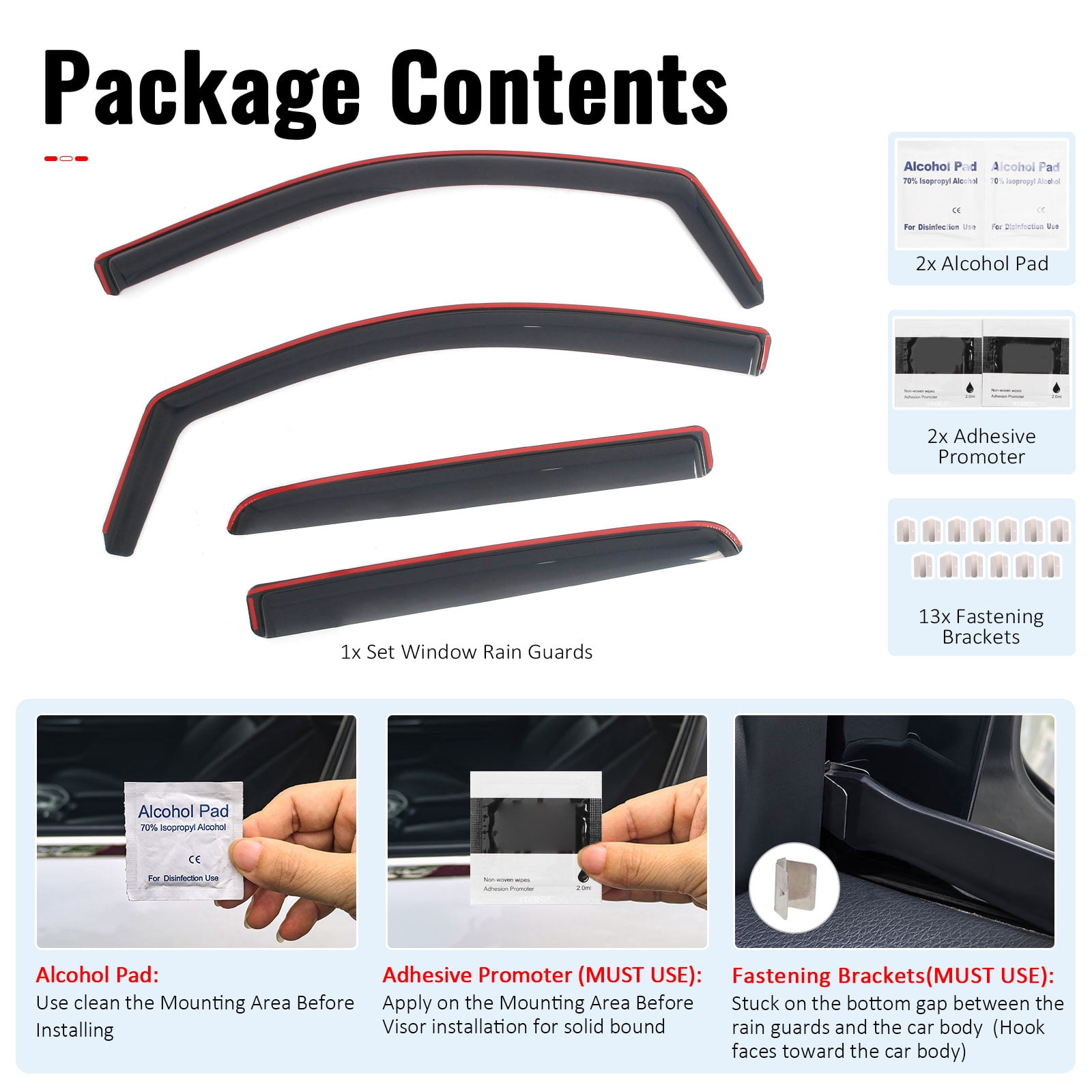 Ikon Motorsports In-Channel Window Visors Sun Shades Vent Rain Guards Deflectors for 2015-2022 Chevy Colorado & GMC Canyon Crew Cab Smoke/Tinted 4PCS