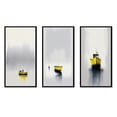 thumbnail image 2 of Designart "Foggy Lake Yellow Boat III" Coastal Boat Framed Wall Art Set Of 3 - Yellow Boat Frame Gallery Wall Set For Home Decor, 2 of 7