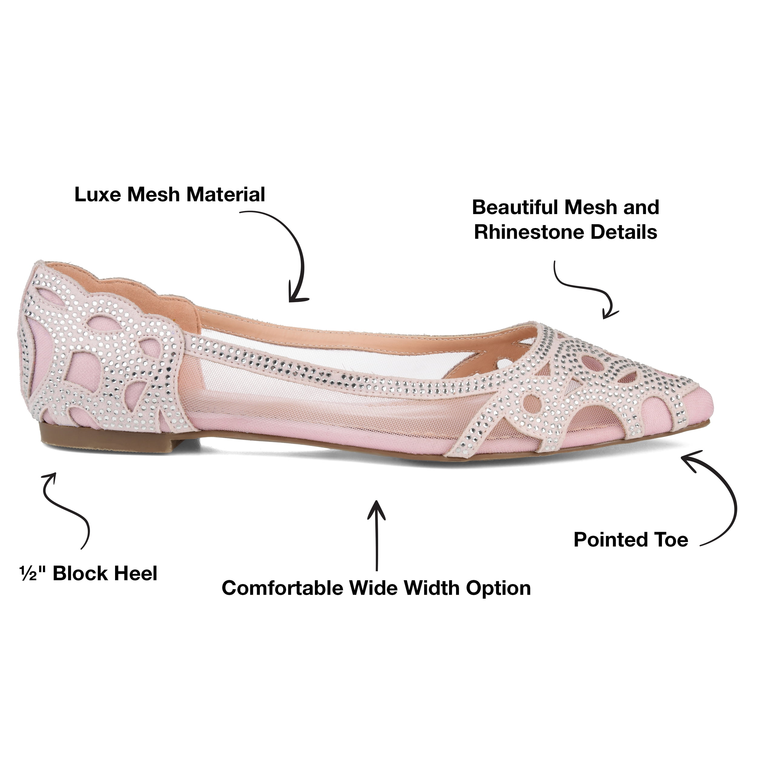 Journee Womens Batavia Slip On Pointed Toe Ballet Flats, Widths Available
