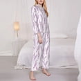 thumbnail image 3 of Picia Lavender Flowers Pattern Women’s Long-Sleeve Sleepwear Set - Soft 2-Piece Loungewear with Pockets, Comfy PJs for Relaxing Nights-Small, 3 of 7