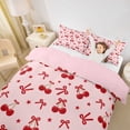 thumbnail image 3 of spefrowx Pink Summer Cherry Twin Duvet Cover for Women, Kawaii Bow Star Twin Bedding, Pink Reversible, 2-Piece, 1 Duvet Cover and 1 Pillowcase, 3 of 6