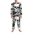 thumbnail image 3 of Sikiie Skull and palm leaves Mens Pajama Set, Soft Warm Long Sleeve Sleepwear, Cozy Button-Down Pjs for Men-Medium, 3 of 7