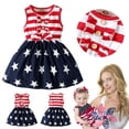 thumbnail image 2 of Ruyang Toddler Girls Star Print Tank Dress 4th of July Patriotic Ruffle Dresses Sleeveless Baby Crew Neck Striped Skirts, 2 of 8