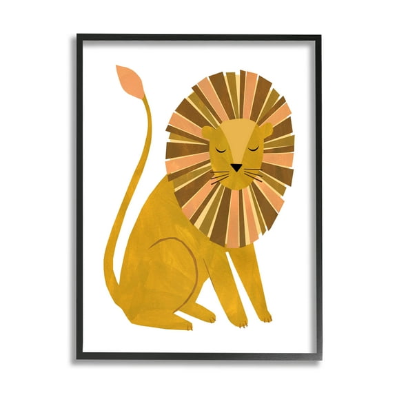 Stupell Industries Fun Lion Mane Wildlife Graphic Art Black Framed Art Print Wall Art, Design by Emily Kopcik