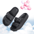 thumbnail image 7 of WALL QMER Sandals for Women and Men, Cloud Slides for Women, Women's Comfort Slides Double Buckle Adjustable EVA Flat Sandals, Black, 7 of 7