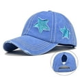 thumbnail image 2 of GBSYEWXS Baseball Cap For Men Trendy Star Embroidery Blue Hat All-Season, 2 of 3