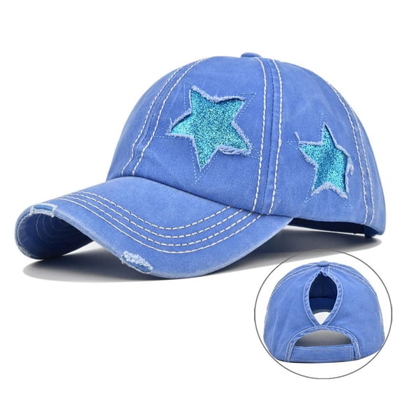 HNMKIU Women's Adjustable Ponytail Baseball Cap for High Buns and Quick Drying Outdoor Comfort Blue,One Size