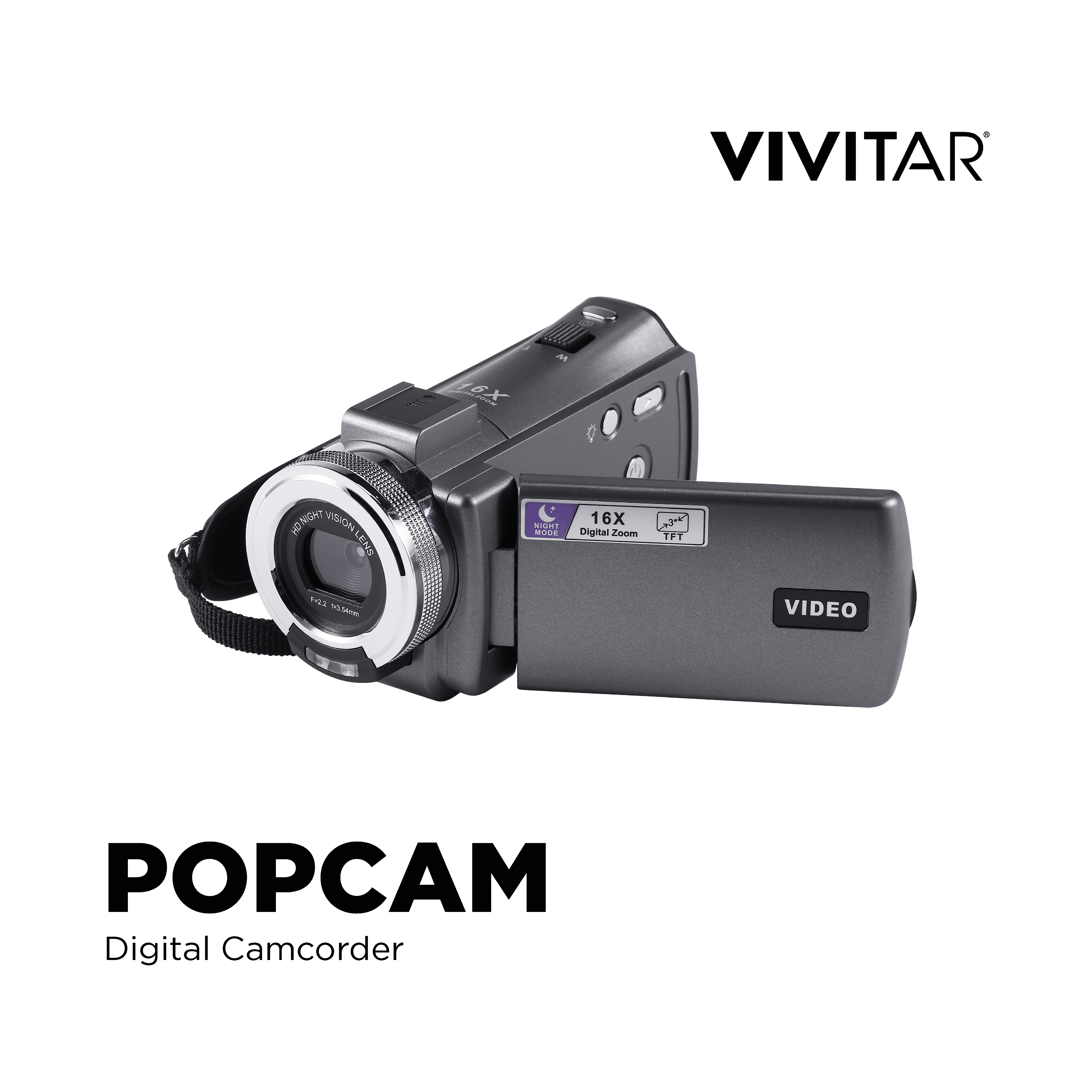 Vivitar PopCam Digital Camcorder, 48MP, Full HD 1080p Video Camera