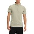 thumbnail image 2 of GrmtClth Men's Quarter Zip Athletic Shirt Short Sleeve Raglan Sleeve Performance Top Quick-Dry Gym Running Sports Activities T-Shirt Khaki XL, 2 of 8
