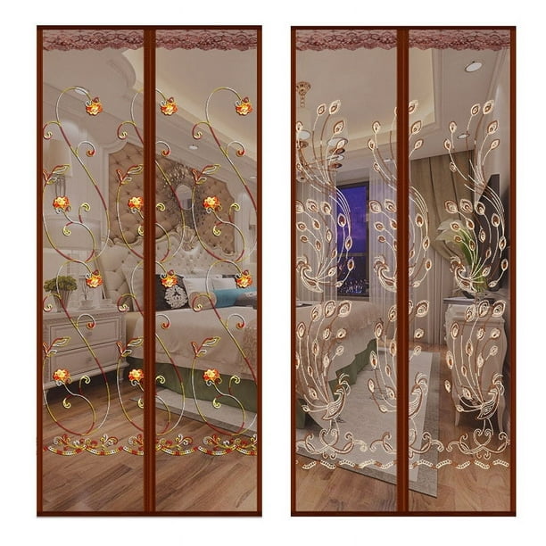 Cortina de puerta antimosquitos, sin perforaciones, autoadhesiva, para el hogar, dormitorio, sala de estar, mosquitera, magnética, suave