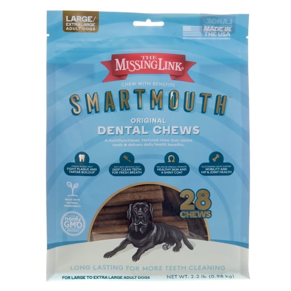 The Missing Link Smartmouth Dental Chews for Large/Extra Large Dogs 28 ct