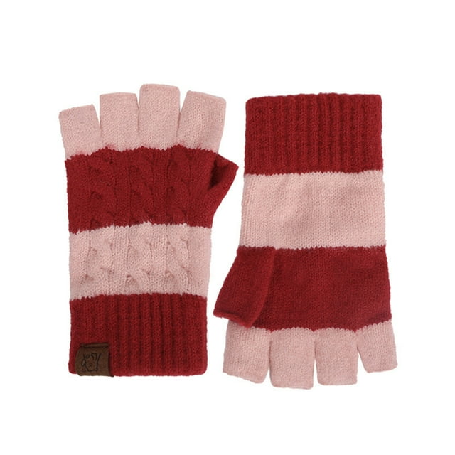 Guantes Guantes de dedos descubiertos para mujer Guantes cálidos con bloques de color para invierno Guantes para hombre Guantes de medio dedo para mujer Imprescindibles para el invierno