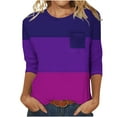 thumbnail image 1 of Haut Décontracté pour Femmes Couleur Unie Col Rond Manches 3/4 et Poche, 1 of 3