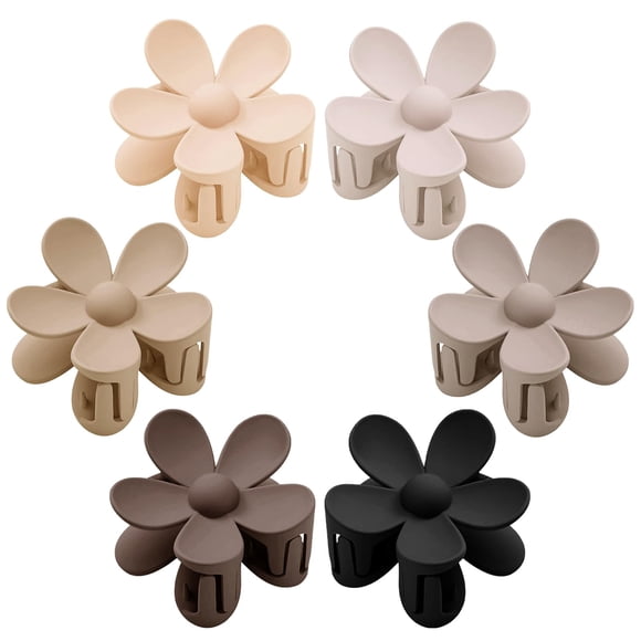 Pinzas para el cabello de flores 6 piezas Pinzas de garra de flores Pinzas de margaritas para mujeres Pinzas de garra grandes mate Abrazaderas de mandíbula de sujeción fuerte Accesorios para el cabell