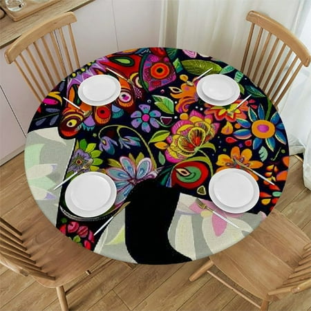 

Palnkart Floral Pattern Round Table Cover Stain Resistant Washable Indoor Outdoor Tablecloth Kitchen Dining Wedding Parties Picnic Camping 100% Polyester Fiber 31-35