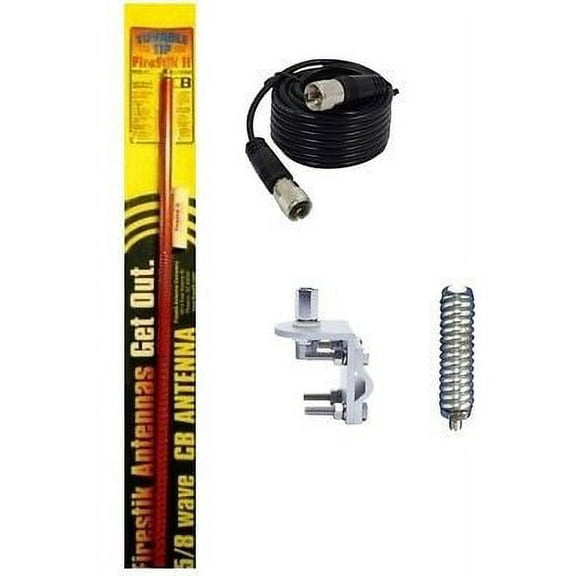 NEW FIRESTIK 2 FS4 R 4FT RED CB ANTENNA, 18FT COAX, MOUNT & SPRING