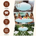 thumbnail image 7 of Aqua Ombre Stripe Round Tablecloth, Fitted Table Cover with Elastic for 45"-54" Round Tables, Modern Abstract Art Gradient Striped Table Cloth Outdoor Indoor Dinning Party Waterproof Tablecloths, 7 of 7