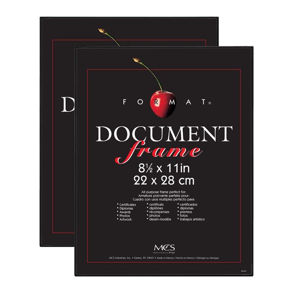 Marco Para Documentos En Formato Mcs, Marco Para Diploma Y Certificado, Negro, 8,5 X 11, Paquete De 2