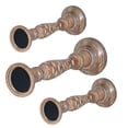 thumbnail image 5 of Handmade Mango Wood Eco-friendly Traditional Medium Burnt Set Of Three 12",15" & 12" Pillar Candle Holder, 5 of 7