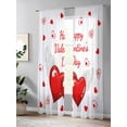 thumbnail image 5 of Semi Sheer Window Curtains 96 Inches Long, Happy Valentine's Day Rod Pocket Voile Silky Chiffon Curtain Treatment Drapes for Kitchen, Living Room, Red Love Heart Fly Romantic 52"x96", 2 Panels, 5 of 9