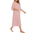 thumbnail image 4 of Ndbuld Summer Dresses for Women Women's Home Clothes Comfortable And Casual Loose Sleepwear Quarter Sleeve Plus Size Striped Dress,Pink,2XL, 4 of 7