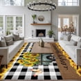 thumbnail image 3 of Summer Truck Sunflower Large Area Rugs 6x9 ft Country Yellow Flower Butterfly Black Plaid Washable Rug Non Slip Indoor Carpet Absorbent Floor Mat for Living Room Bedroom Dining Room, 3 of 9