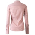 thumbnail image 4 of Doublju Women's Long Sleeve Slim Fit Button Down Dress Shirt (Plus Size Available), 4 of 5