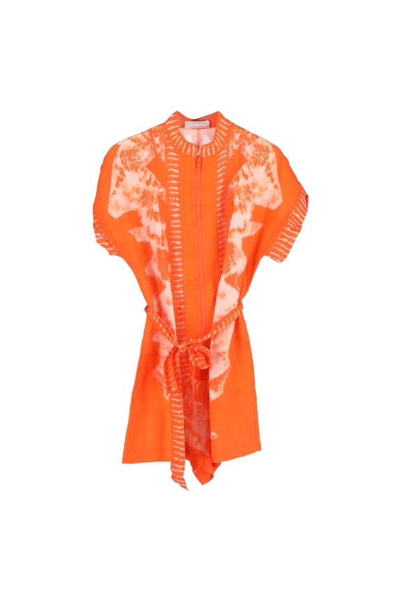 Pre-Owned Zimmermann Lulu Tie-Dye Zipped Romper inn Orange Linen