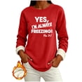 thumbnail image 5 of Tnhcen Women's Plus Size Fleece Lined Sweatshirt, Women's Funny Graphic Long Sleeve Crewneck Top, Casual Sherpa Lined Cold Shoulder Winter Warm Pullover, 5 of 7