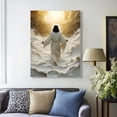 thumbnail image 3 of XUFX Gold and White Jesus Wall Art Jesus Walking on Water Canvas Christian Religious Poster Picture Print Jesus Christ Painting Decor Modern God Art Prints Unframe 20x24inch, 3 of 4