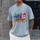 thumbnail image 1 of Tops para hombre, blusas y camisas de cuello redondo y manga corta para hombre, blusas casuales de moda con cuello redondo y estampado para hombre, blusas de poliéster para hombre., 1 of 6